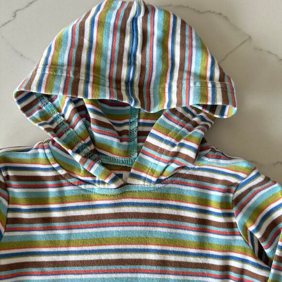 Tea Collection Green Stripe Hoodie - Size 6-12 Months - Picture 3 of 5